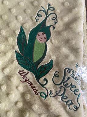 Wegmans Welcome to the family Sweet Pea Baby Blanket  Satin by Crib Clouds